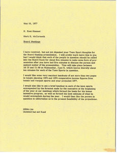 Memorandum from Mark H. McCormack to H. Kent Stanner