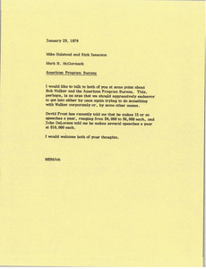 Memorandum from Mark H. McCormack to Michael Halstead and H. Richard Isaacson