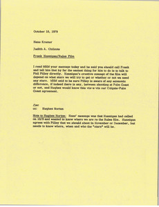 Memorandum from Judy A. Chilcote to Hans Kramer