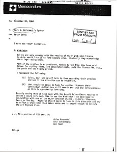 Memorandum from Peter Smith to Mark H. McCormack