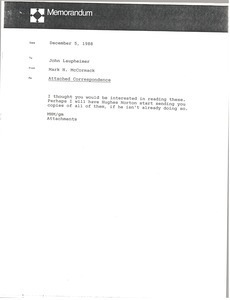 Memorandum from Mark H. McCormack to John Laupheimer