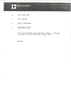 Memorandum from Mark H. McCormack to Jeff Harvey