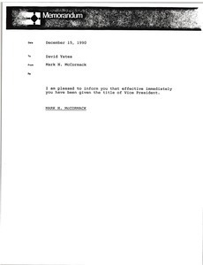 Memorandum from Mark H. McCormack to David Yates