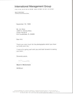 Letter from Mark H. McCormack to Art Seitz