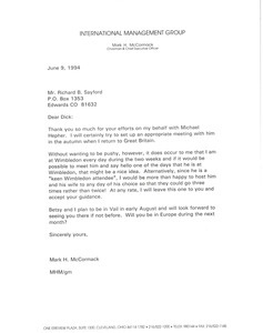 Letter from Mark H. McCormack to Richard B. Sayford