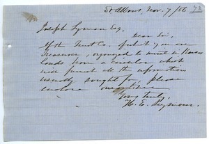Letter from H. E. Seymour to Joseph Lyman