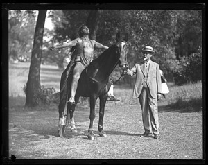 Cyrus Dallin with man on horseback, dressed as American Indian