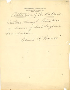 Letter from L. P. Bowler to W. E. B. Du Bois