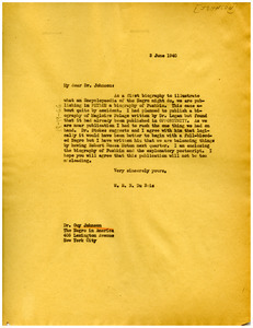 Letter from W. E. B. Du Bois to Guy B. Johnson