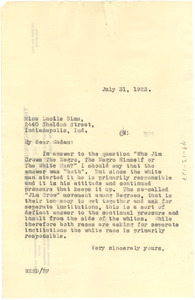 Letter from W. E. B. Du Bois to Lucile Sims