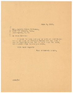 Letter from W. E. B. Du Bois to Lettie Nolan Calloway