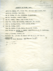 Lectures in spring, 1931