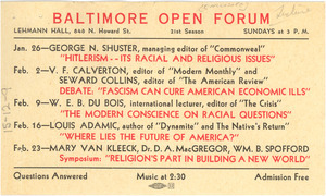 Baltimore Open Forum schedule