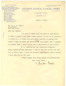 Letter from E. Franklin Frazier to W. E. B. Du Bois