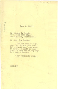 Letter from W. E. B. Du Bois to Ralph J. Bunche