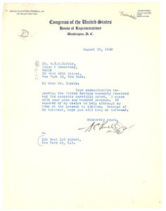 Letter from A. C. Powell, Jr. to W. E. B. Du Bois