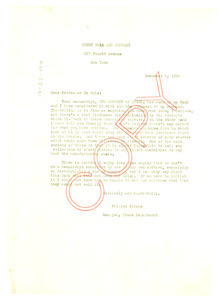 Letter from William Sloane to W. E. B. Du Bois