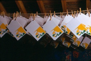 Silk-screened Christmas cards at Warwick Dorm