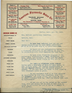Letter from American Fireworks Sales Co. to Donald W. Howe