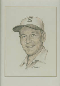 A sketch of SC football coach, Ted Dunn, by Jim Trelease