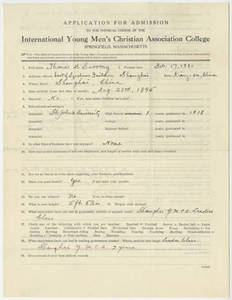 Application for Shu Hong (Thomas H. Suvoong), 1920