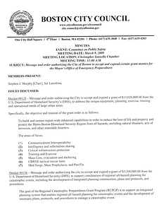 Commitee on Public Safety meeting minutes, March 9, 2009