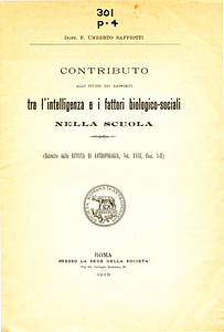 Contributo allo studio dei rapporti tra l'Intelligenza e I fattori biologico-sociali nella scuola