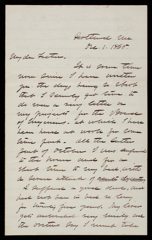 Thomas Lincoln Casey to General Silas Casey, December 1, 1865