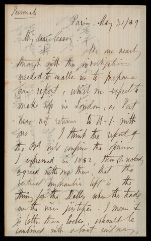 [William P. Craighill] to Thomas Lincoln Casey, May 31, 1889