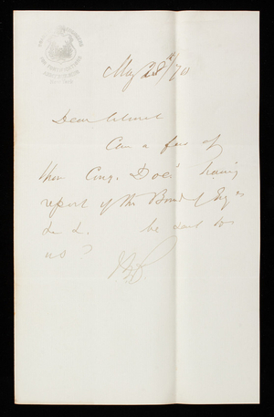 [John G.] Barnard to Thomas Lincoln Casey, May 28, 1870