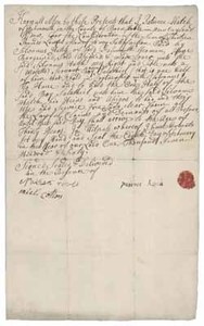Bill of sale from Patience Hatch to Silvanus Hatch for Salathiel (a slave), 8 February 1760