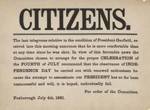"Citizens. The last telegrams relative to the condition of President Garfield ..."