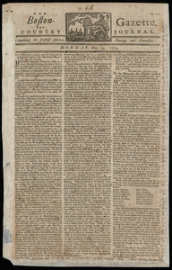 The Boston-Gazette, and Country Journal, 9 May 1774