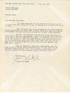 Letter from James Whittaker to Charles L. Whipple and George F. Markham