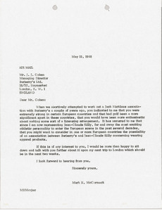 Letter from Mark H. McCormack to Burberry's Limited