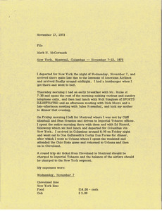 Memorandum from Mark H. McCormack to travel file