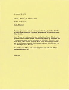 Memorandum from Mark H. McCormack to Arthur J. Lafave and Hans Kramer