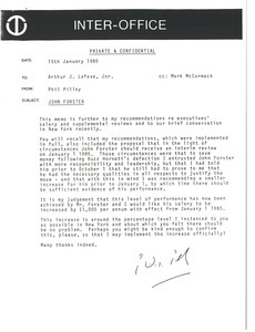 Memorandum from Phil Pilley to Arthur J. Lafave