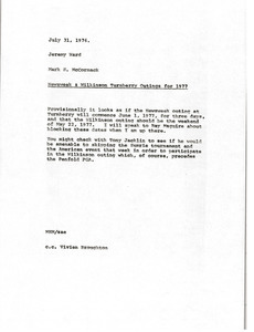 Memorandum from Mark H. McCormack to Jeremy Ward