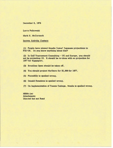 Memorandum from Mark H. McCormack to Larry Pelkowski