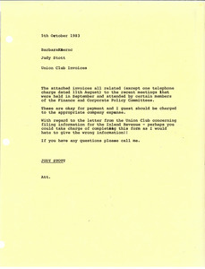 Memorandum from Judy Scott to Barbara Kernc