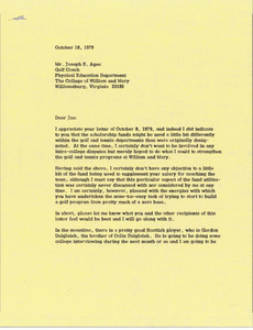 Letter from Mark H. McCormack to Joe Agee