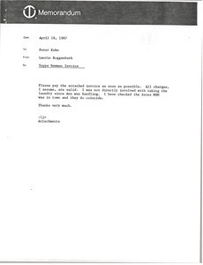 Memorandum from Laurie Roggenburk to Peter Kuhn