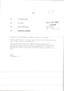 Fax from Mark H. McCormack to Ian Todd