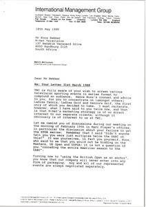 Letter from Mark H. McCormack to Koos Bekker