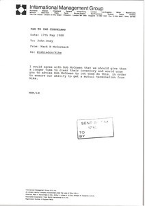 Fax from Mark H. McCormack to John Oney