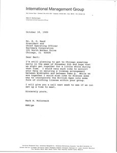 Letter from Mark H. McCormack to E. O. Hand