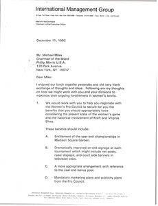 Letter from Mark H. McCormack to Michael Miles