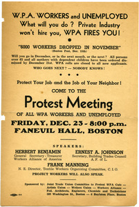 WPA workers and unemployed, what will you do?