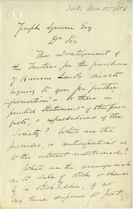 Letter from H. P. Curtis to Joseph Lyman